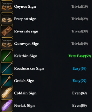 GU61 Crafted Sign Recipe List